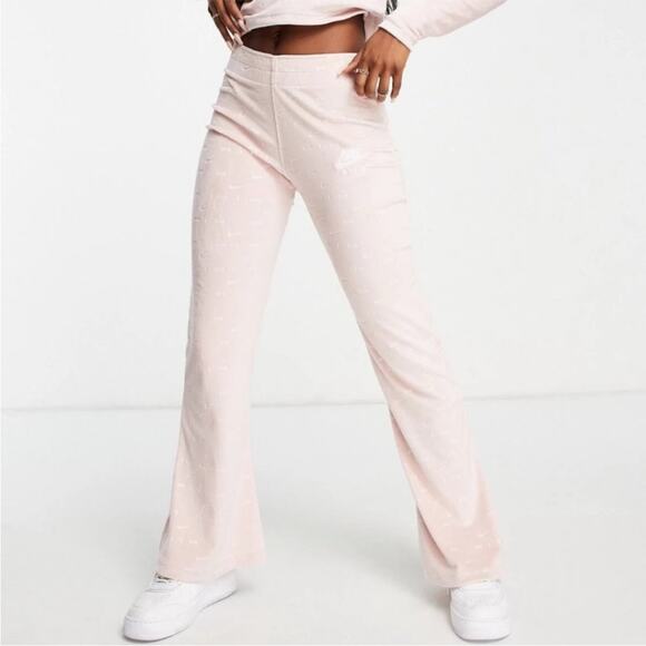 Nike Pants - Nike Air Velour Baby Pink Logo Pants Size S